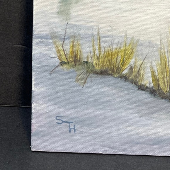 Handpainted Winter Landscape Painting 12x16  Canvas Signed Vtg Original - Picture 3 of 5